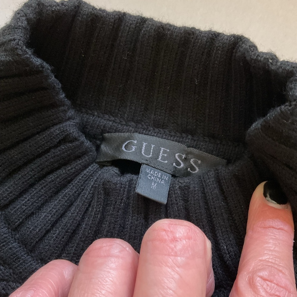 Guess Long Sleeve Knit Stretchy Bodycon Black Dress Size Small - Picture 5 of 6